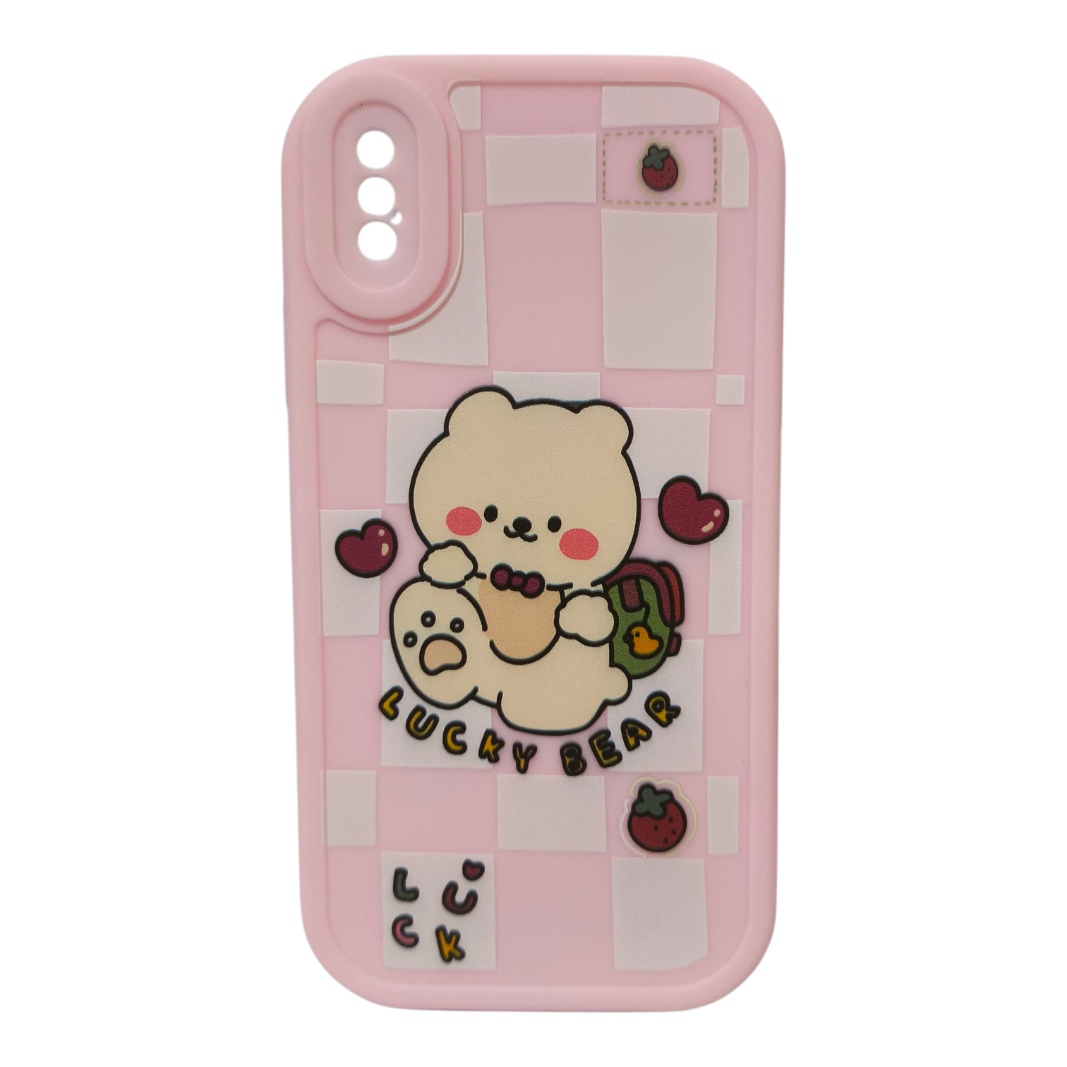 Apple iPhone X/XS  |  کاور مدل خرسی رنگ صورتی | آیفون